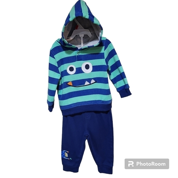 Kids Headquarters Little Monster Hooded 2 Piece Jogger Set- 9 Months - Picture 1 of 7